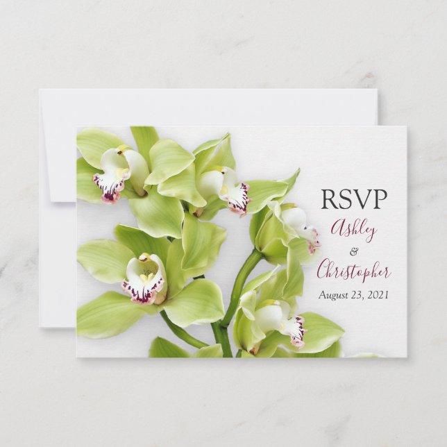 Cartão de Resposta RSVP de Casamento com Orquídea  (Frente)