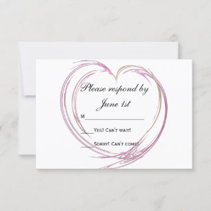 Cartão de Resposta RSVP de Casamento Coração Cor-d