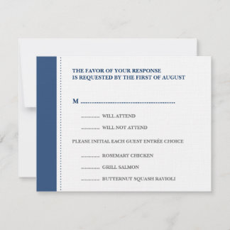 Cartão de resposta RSVP de casamento de borda azul