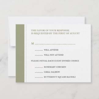 Cartão de resposta RSVP de casamento de borda verd