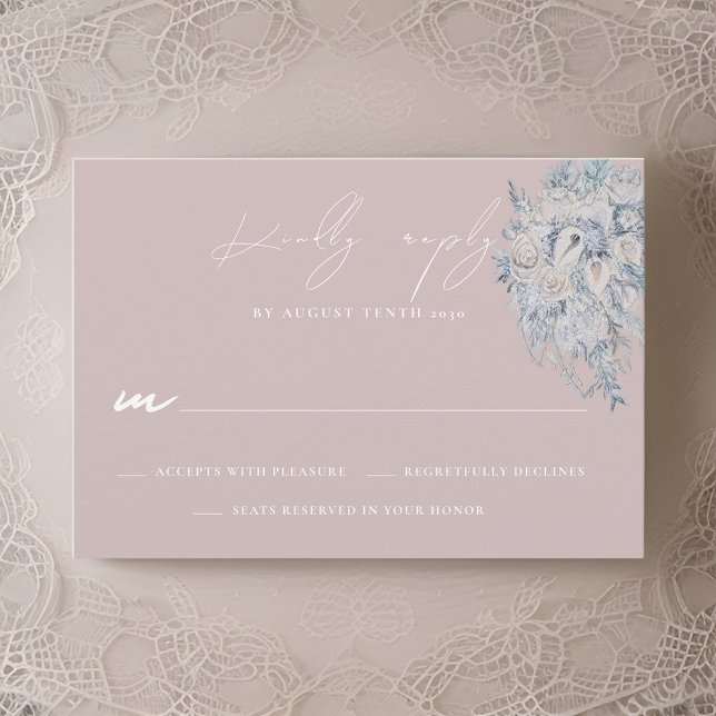 Cartão de Resposta RSVP de Casamento de Buquê Flor (Criador carregado)