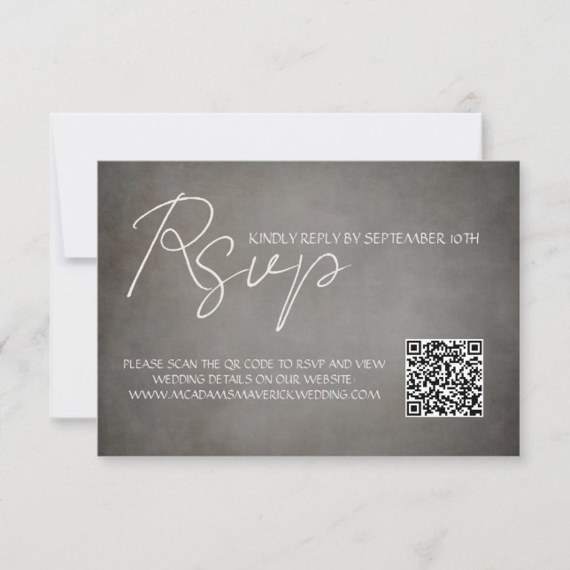 Cartão de Resposta RSVP de Casamento de Código QR  (Frente)