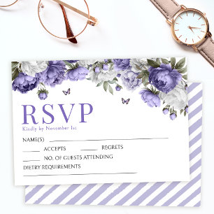 Cartão de resposta RSVP de casamento de flores vio