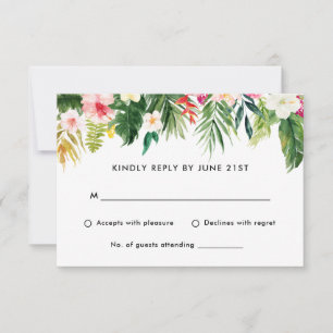 Cartão de resposta RSVP de Casamento de Folhas Tro