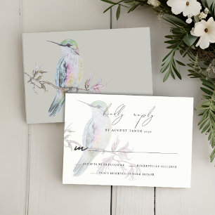 Cartão de Resposta RSVP de Casamento de Hummingbir