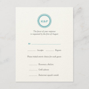 Cartão de resposta RSVP de casamento de iniciais a