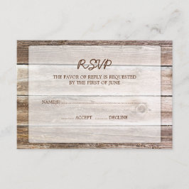Cartão de Resposta RSVP de Casamento de Madeira de