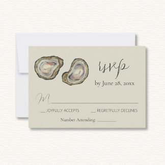 Cartão de Resposta RSVP de Casamento de Oyster She