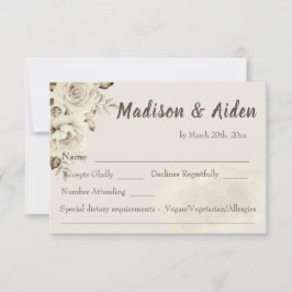 Cartão de Resposta RSVP de Casamento de Rosas Bran