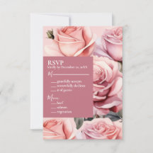 Cartão de Resposta RSVP de Casamento de Roses Rosa