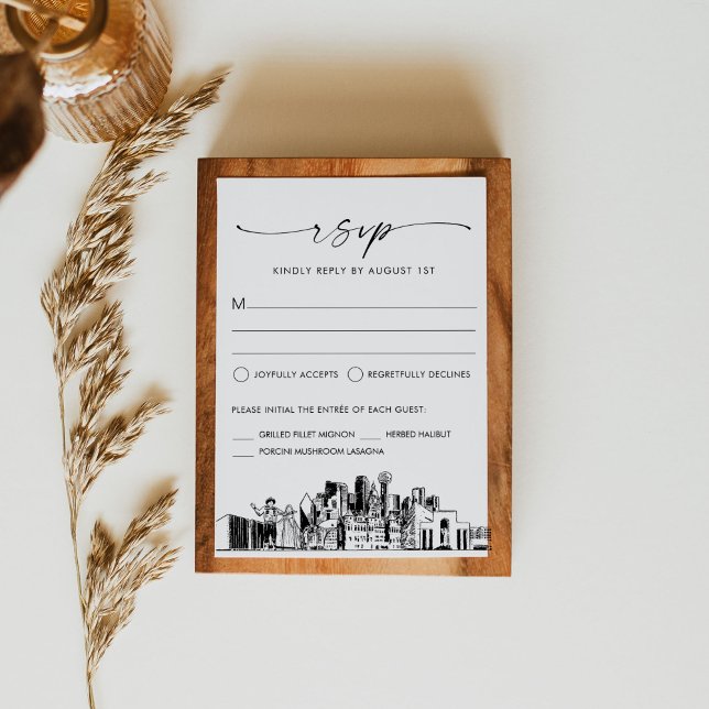 Cartão de Resposta RSVP de Casamento de Skyline Da (Criador carregado)