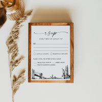 Cartão de Resposta RSVP de Casamento de Skyline do