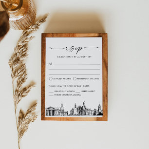 Cartão de Resposta RSVP de Casamento de Skyline Ph