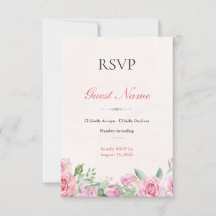 Cartão de Resposta RSVP de Casamento Editable com