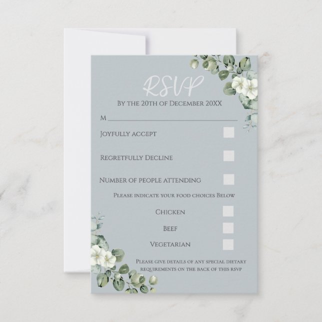 Cartão de Resposta RSVP de Casamento Eucalyptus Mo (Frente)
