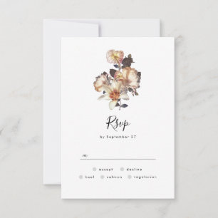 Cartão de resposta RSVP de Casamento Floral Antiq