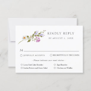 Cartão de Resposta RSVP de Casamento Floral de pri