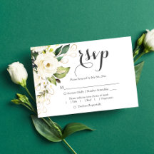 Cartão de Resposta RSVP de Casamento Floral Dourad
