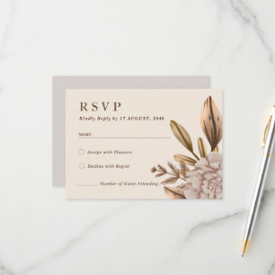 Cartão de resposta RSVP de Casamento Floral Rusic 