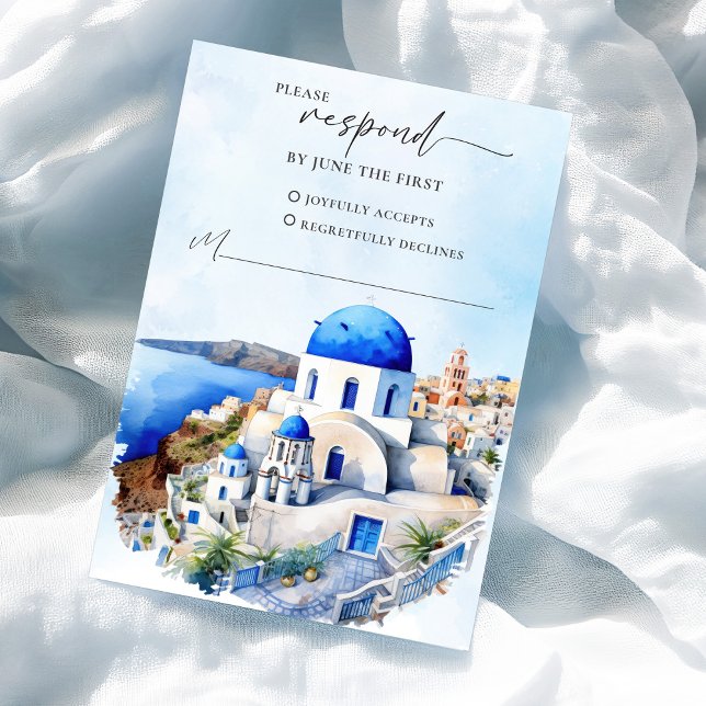 Cartão de Resposta RSVP de Casamento Grego (Greek Wedding RSVP Response Card)