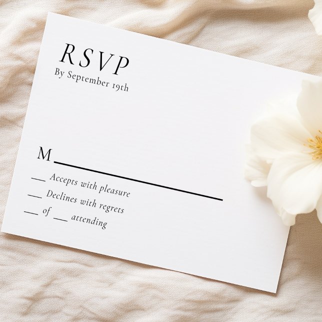 Cartão de Resposta RSVP de Casamento Mínimo Simple (Criador carregado)