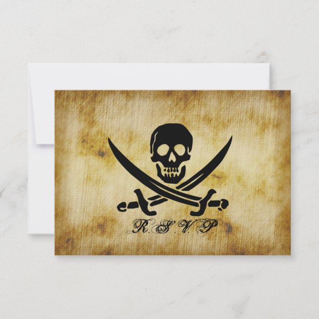 Cartão de Resposta RSVP de Casamento Pirata (Frente)
