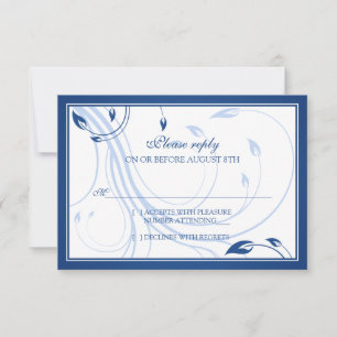 Cartão de Resposta RSVP de Casamento Real Azul Ele