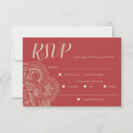 Cartão de Resposta RSVP de Casamento Russo Vermelh