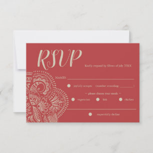 Cartão de Resposta RSVP de Casamento Russo Vermelh