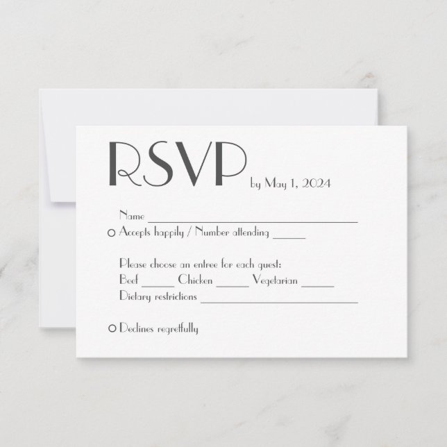 Cartão de Resposta RSVP de Casamento Simples (Frente)