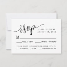 Cartão de Resposta RSVP de Casamento Simples&Moder