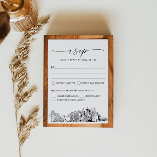 Cartão de Resposta RSVP de Casamento Skyline em La