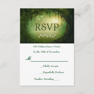 Cartão de Resposta RSVP de Casamento Verde Florest