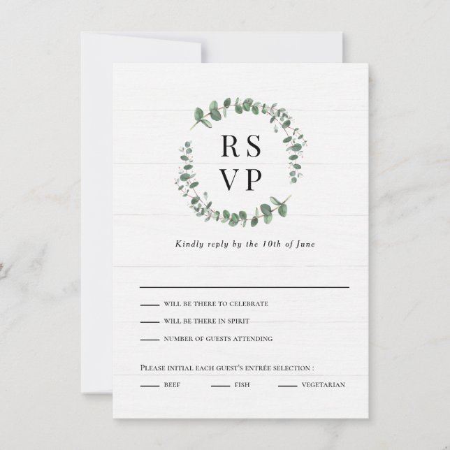 Cartão de Resposta RSVP de Casamento Verde Russo (Frente)