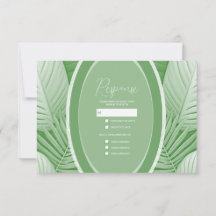 Cartão de Resposta RSVP de Casamento Verde Tropica