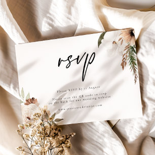 Cartão de Resposta RSVP de Código QR de Boho Boho
