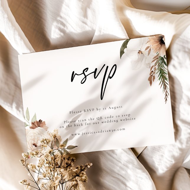 Cartão de Resposta RSVP de Código QR de Boho Boho  (Criador carregado)