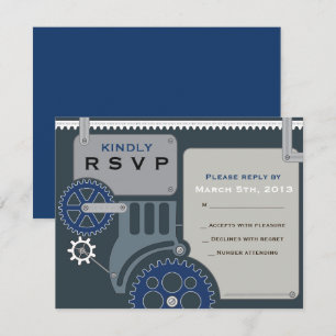 Cartão de Resposta RSVP de Convite para Bar GEARS