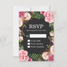 Cartão de Resposta RSVP de Decoração Floral Deslum