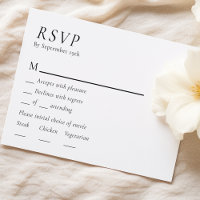 Cartão de Resposta RSVP de Menu de Casamento Moder