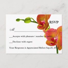 Cartão de Resposta RSVP de Orquídeas Laranja Elega
