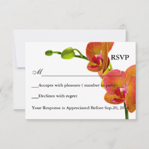 Cartão de Resposta RSVP de Orquídeas Laranja Elega