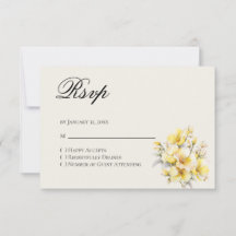 Cartão de Resposta RSVP de Ouro Amarelo Quinceaner