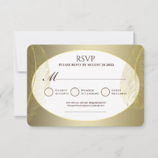 Cartão de Resposta RSVP de Ouro Oval Elegante com 