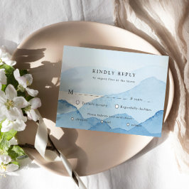 Cartão de Resposta RSVP de Paisagem de Montanha Az