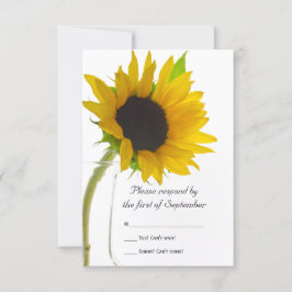 Cartão de Resposta RSVP de Sunflower on White Wedd