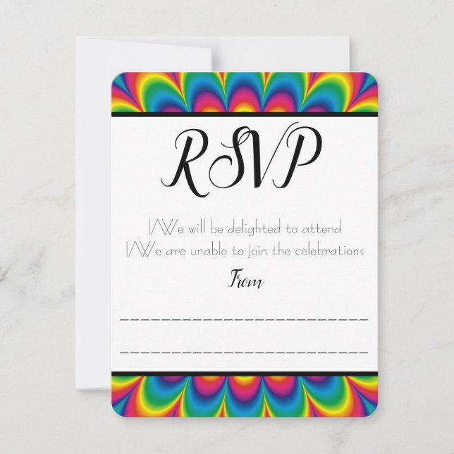 Cartão de Resposta / RSVP de Tie Dye Psicodélico (Frente)