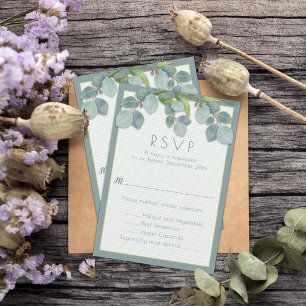 Cartão de Resposta RSVP do Menu de Casamento com R