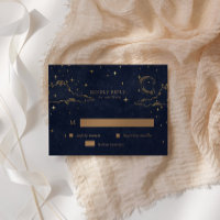 Cartão de Resposta RSVP Dourado Místico Celestial