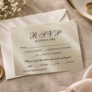 Cartão de Resposta RSVP Elegante Bege Linho Rústic